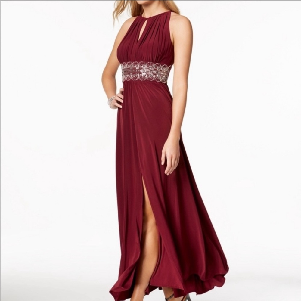 R&M Richards Plum Beaded Gown